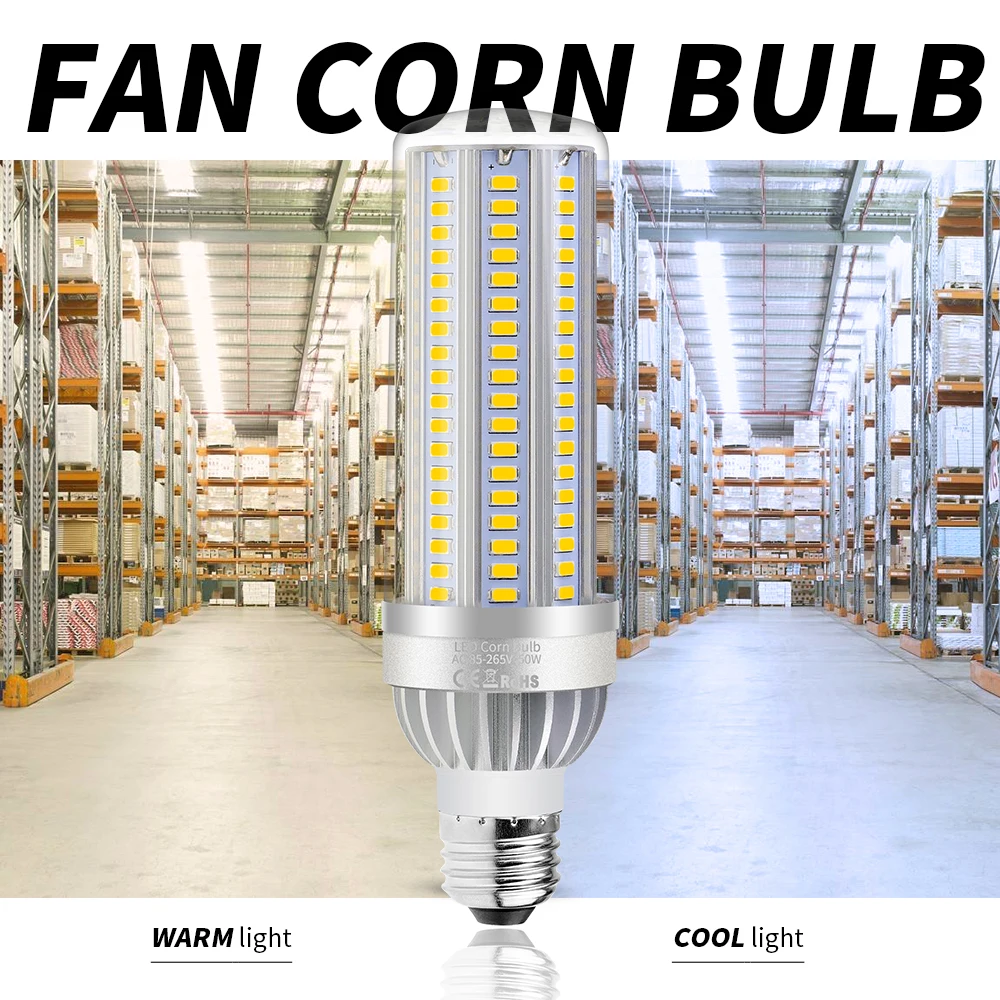 

10W 25W 35W 50W E27 LED Fan Corn Lamp E26 LED Bulb 110V 220V 5730SMD LED Light 105 129 153leds NO Flicker More Bright AC85-265V