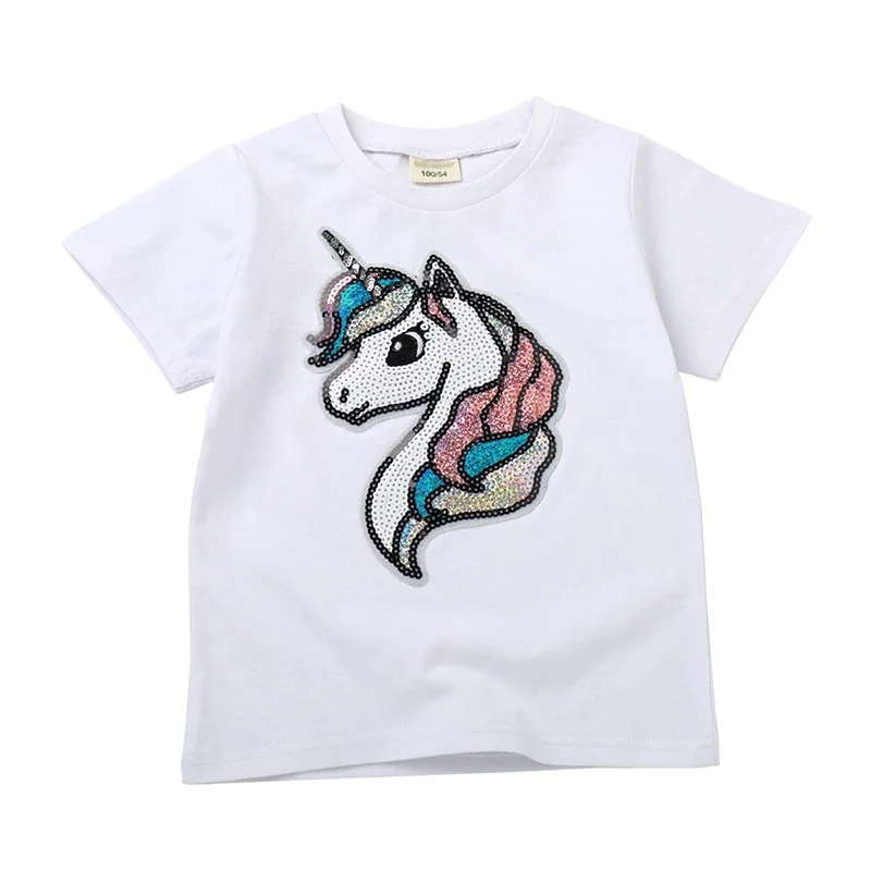Summer Kids Girl T Shirt Magic Unicorn Sequins Tshirt Children Casual Clothing Short Sleeve Black White Cartoon Fashion Tee Tops
Summer Kids Girl T Shirt Magic Unicorn Sequins Tshirt Children Casual Clothing Short Sleeve Black White Cartoon Fashion Tee Tops