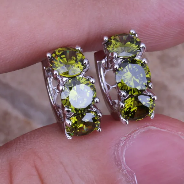 Image Fantastic Green Peridot 925 Sterling Silver Overlay Huggie Hoop Earrings For Women Free Shipping Jewelry Bag S0191