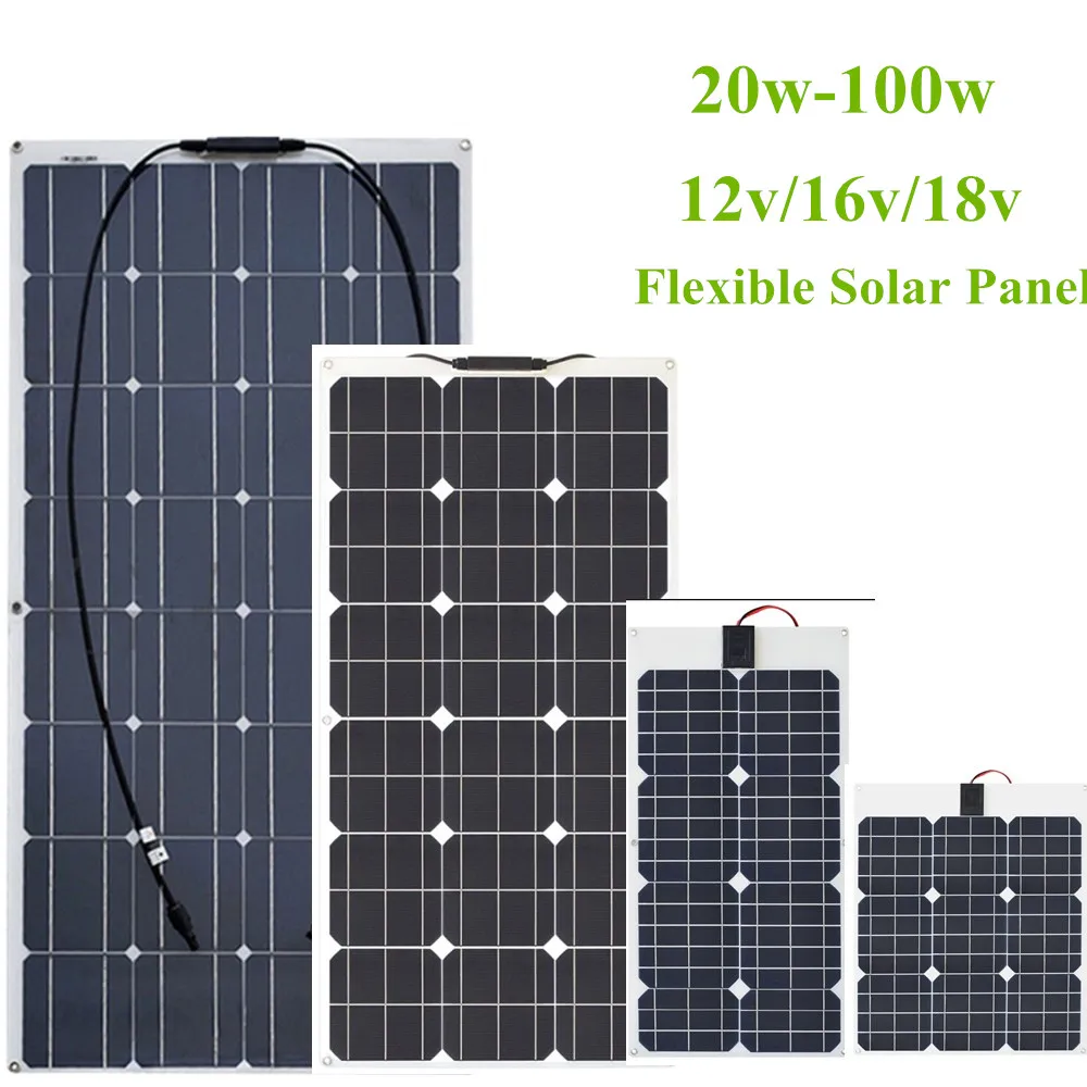 30W/40w/60W/80W/100W 12V/16V/18V Solar Energy cell Flexible Solar Panel Module Battery Charger Panels for Car/Truck/Motorcycle
30W/40w/60W/80W/100W 12V/16V/18V Solar Energy cell Flexible Solar Panel Module Battery Charger Panels for Car/Truck/Motorcycle