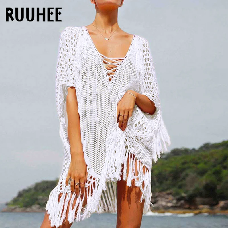 RUUHEE Cover-Ups Women Bikini Crochet Knitted Beachwear Sexy See-through Beach Dress Lace up Ladies Cover Up Summer Swimsuit
RUUHEE Cover-Ups Women Bikini Crochet Knitted Beachwear Sexy See-through Beach Dress Lace up Ladies Cover Up Summer Swimsuit