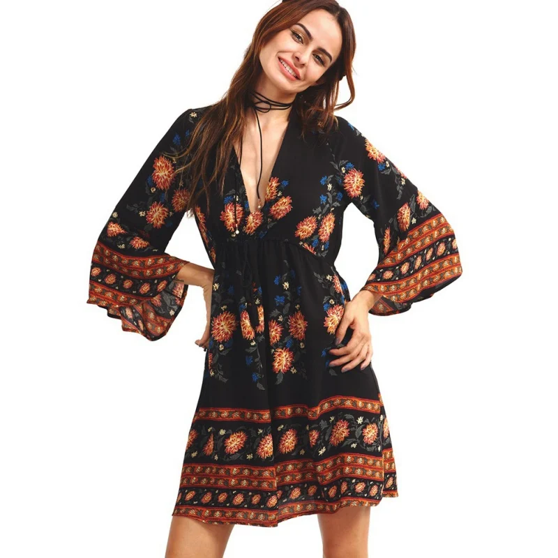 2018 Chffion Floral Embroidery V Neck Bohemian Dress Spring Summer Elegant Loose Tribal Flower Print Vocation Dress
2018 Chffion Floral Embroidery V Neck Bohemian Dress Spring Summer Elegant Loose Tribal Flower Print Vocation Dress