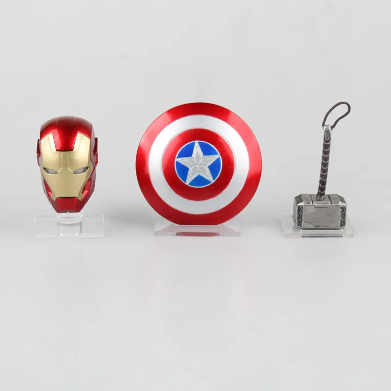 Image Avengers Super hero Mini Weapons Captain America Shield + Iron Man Helmet + Thor Hammer Figures Model Toys free shipping