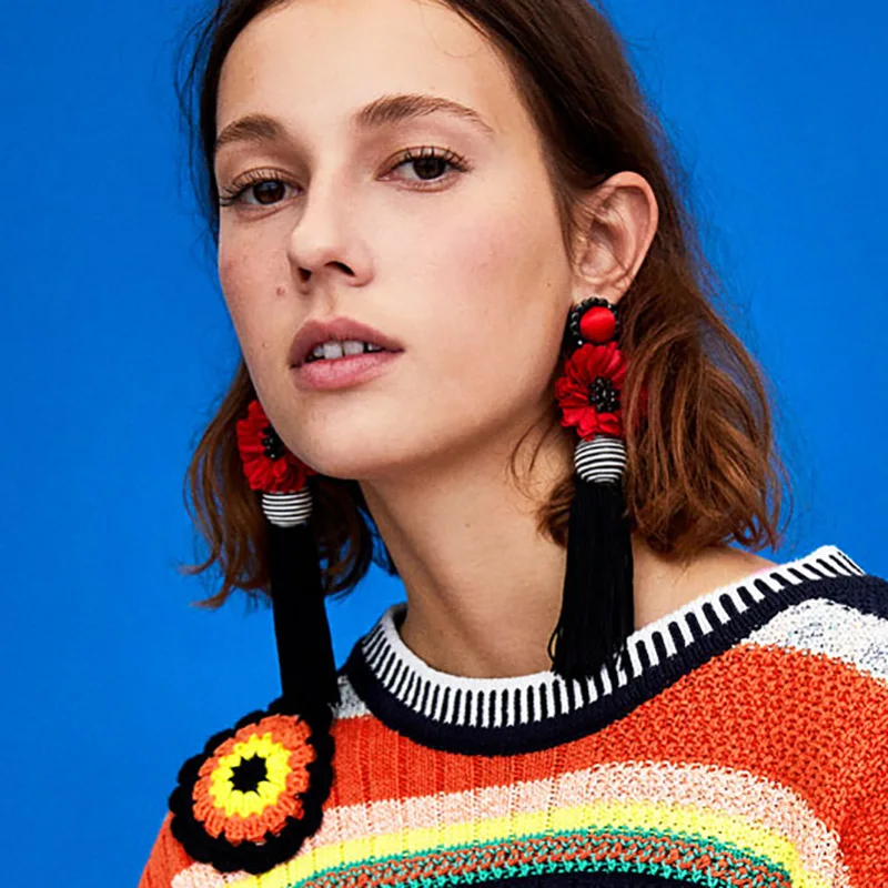 JUJIA Bohemian Fringed Earrings For Women Big Statement Flower Handmade Tassel Dangle Earrings Ethnic Jewelry
JUJIA Bohemian Fringed Earrings For Women Big Statement Flower Handmade Tassel Dangle Earrings Ethnic Jewelry