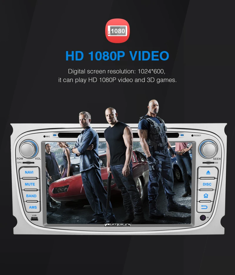 Best Pumpkin2 Din 7"Android 9.0 Car DVD Player GPS Navigation Qcta-Core 4G RAM Car Stereo For Ford Focus/Mondeo Wifi 4G OBD2 Headunit 10