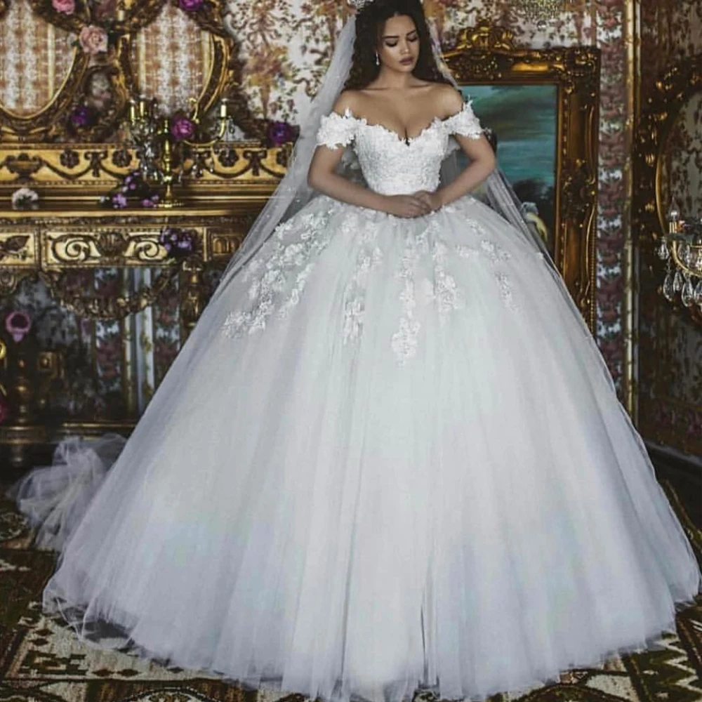 ball gown wedding dresses 2019 short sleeve off the shoulder lace appliques flowers floor length bridal dreses gelinlik
ball gown wedding dresses 2019 short sleeve off the shoulder lace appliques flowers floor length bridal dreses gelinlik