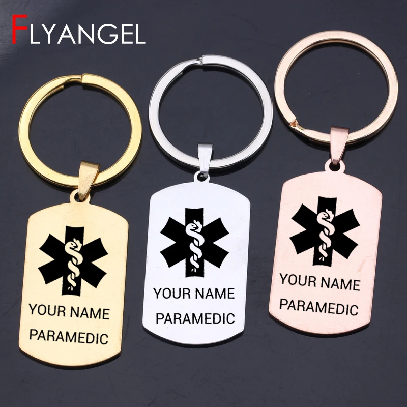 

Custom Name Fashion Keychain Engraved Paramedic Key Holder High Quality Medical Workers Keyring Graduation Gift For Nurses