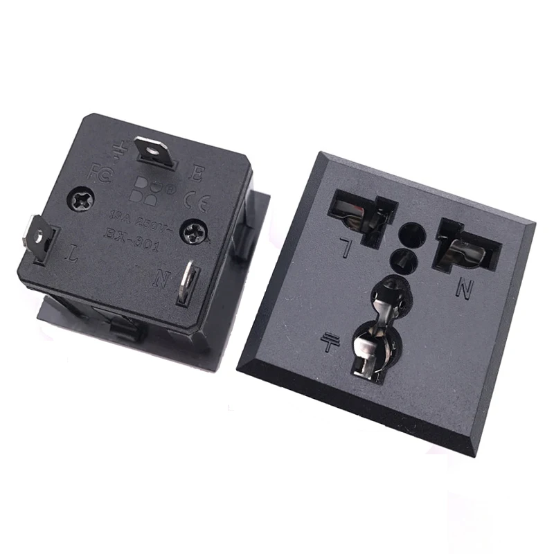 5Pcs Black Industry Multi-functional Outlet 3 Pins Elcectrical 250V 13A US EU UK US Universal AC Power Socket 
5Pcs Black Industry Multi-functional Outlet 3 Pins Elcectrical 250V 13A US EU UK US Universal AC Power Socket