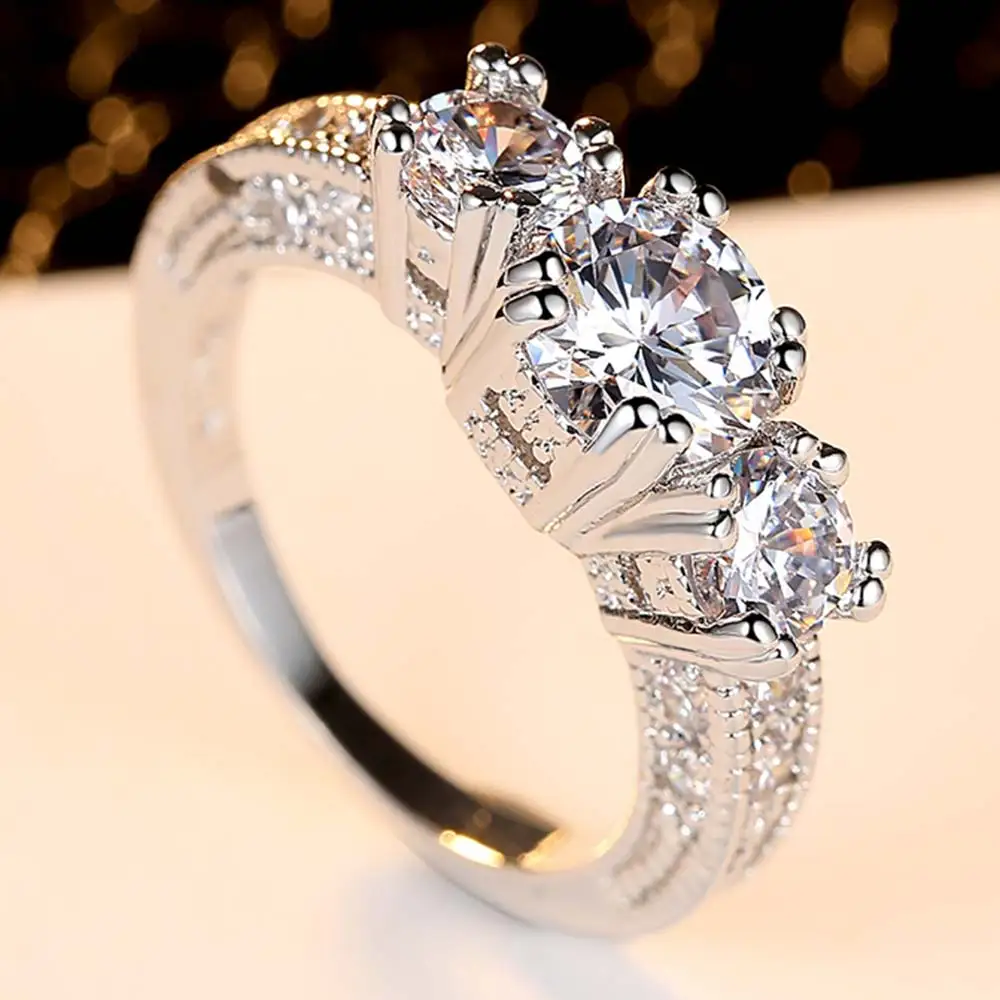 Beiver Clear 3 Stones Zircon Women Ring White Gold Filled Wedding Party Engagement Rings Created SapphireJewelry Bijoux
Beiver Clear 3 Stones Zircon Women Ring White Gold Filled Wedding Party Engagement Rings Created SapphireJewelry Bijoux