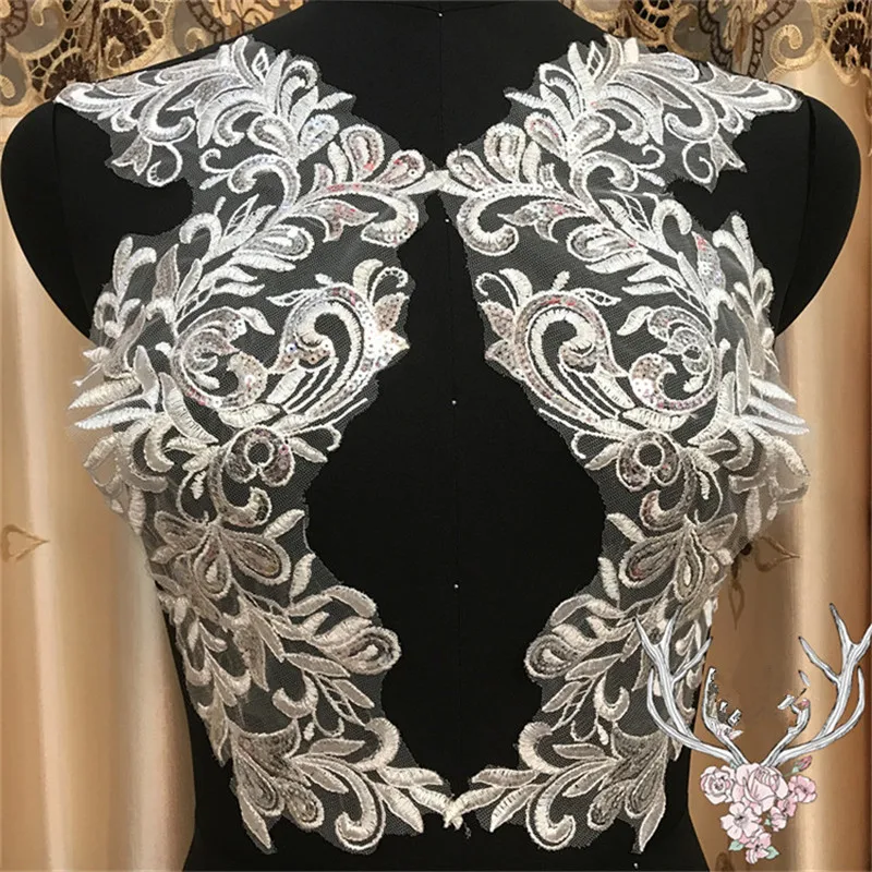 2Pair 17X37cm Delicate Wedding Sequins Head Ornaments Body Lace Applique Ivory Dress DIY Lace Trim Dress DIY Lace BD0127
2Pair 17X37cm Delicate Wedding Sequins Head Ornaments Body Lace Applique Ivory Dress DIY Lace Trim Dress DIY Lace BD0127