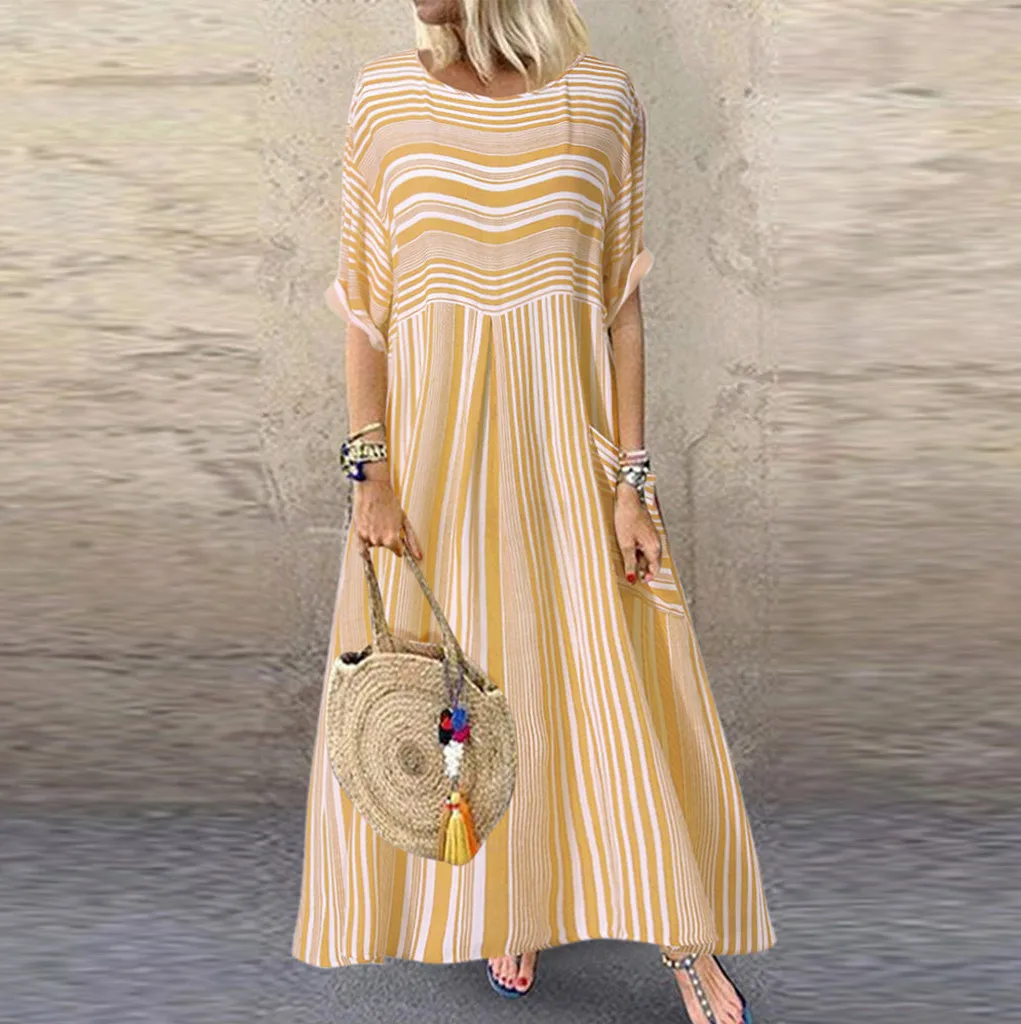 KLV Fashion new women dress Women платье Fashion Casual Striped Short Sleeve O-Neck Ladies Pocket Maxi Dress free shipping D4
KLV Fashion new women dress Women платье Fashion Casual Striped Short Sleeve O-Neck Ladies Pocket Maxi Dress free shipping D4