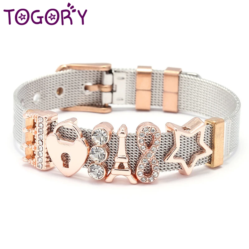 High Quality Rose Gold Color Stainless Steel Mesh Bracelet Love Lock Charms Fine Bracelet European Woman Watch Accessories
High Quality Rose Gold Color Stainless Steel Mesh Bracelet Love Lock Charms Fine Bracelet European Woman Watch Accessories