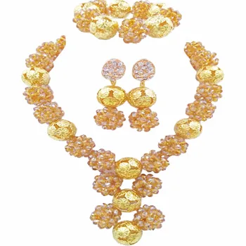 Fashion Gold AB Crystal Ball Women Necklaces Costume Jewelry Nigerian Wedding African Beads Jewelry Set 1SJQ05
Fashion Gold AB Crystal Ball Women Necklaces Costume Jewelry Nigerian Wedding African Beads Jewelry Set 1SJQ05