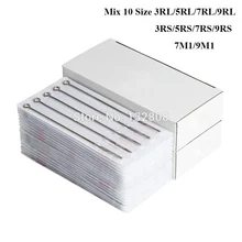 새로운 50pcs 모듬 된 멸균 문신 바늘 혼합 10 크기 3RL 5RL 7RL 9RL 3RS 5RS 7RS 9RS 7M1 9M1 무료 배송(China)