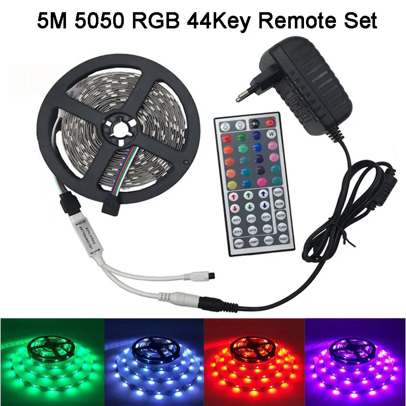 GBKOF 5050 3528 RGB led strip light 5M 10M Waterproof SMD Diode Tape led Ribbon With Music Remote Controller DC12V Power Adapter (14)