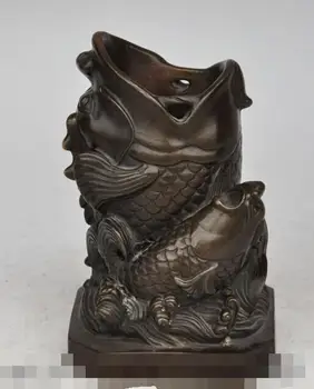 Free shipping S00410 6" chinese fengshui bronze Animal dragon fish lucky statue brush pot pencil vase
Free shipping S00410 6" chinese fengshui bronze Animal dragon fish lucky statue brush pot pencil vase