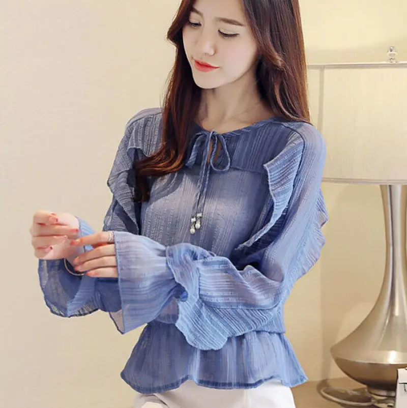 Autumn New Women Chiffon Shirt Long Sleeve Korea Ruffle Casual Blouse Tops
Autumn New Women Chiffon Shirt Long Sleeve Korea Ruffle Casual Blouse Tops