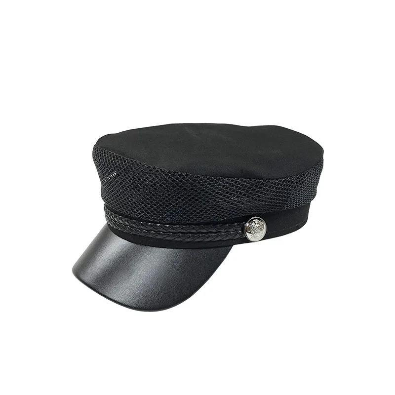 Fashion Mesh Leather Military Hat 2019 summer Sailor Hat For Women Female Mesh flat top Female travel cadet hat Captain Cap
Fashion Mesh Leather Military Hat 2019 summer Sailor Hat For Women Female Mesh flat top Female travel cadet hat Captain Cap