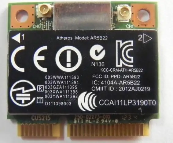 Atheros AR9462 AR5B22 WB222 Half Mini PCIe Wireless 300M+BT4.0 Card SPS:676786-001 For hp 2170p 4340s 4441s laptop
Atheros AR9462 AR5B22 WB222 Half Mini PCIe Wireless 300M+BT4.0 Card SPS:676786-001 For hp 2170p 4340s 4441s laptop