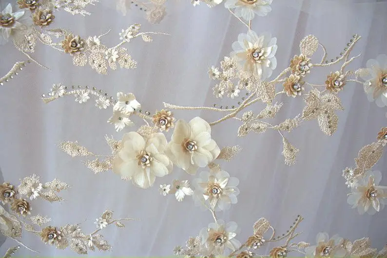 5yards Champagne Lace Fabric With 3D Flowers Heavy Embroidered Lace Fabric With 3D Flowers Rhinestone Bead Lace Fabric
5yards Champagne Lace Fabric With 3D Flowers Heavy Embroidered Lace Fabric With 3D Flowers Rhinestone Bead Lace Fabric
