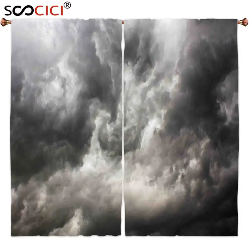 Window Curtains Treatments 2 Panels,Gray Decor Stormy Gloomy Autumn Fall Rainy Weather with Big Clouds Artwork Photo Black
Window Curtains Treatments 2 Panels,Gray Decor Stormy Gloomy Autumn Fall Rainy Weather with Big Clouds Artwork Photo Black