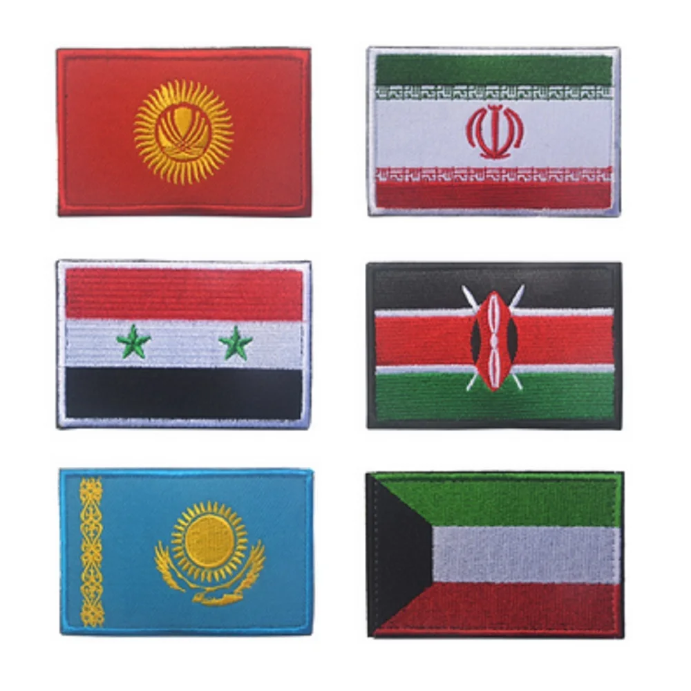 3D high quality Embroidered patches loops and hook Backpack Caps patch Iran/Kazakhstan/Kenya/Syria/Kuwait flag patches badges
3D high quality Embroidered patches loops and hook Backpack Caps patch Iran/Kazakhstan/Kenya/Syria/Kuwait flag patches badges