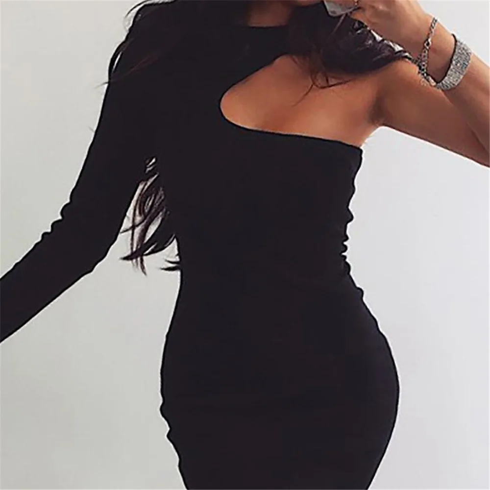 Evening Party Club Dress Sexy One Shoulder Cut Out Halter Bodycon Mini Dress 2019 Solid Autumn Slope Neck Women Mujer Robe LX009
Evening Party Club Dress Sexy One Shoulder Cut Out Halter Bodycon Mini Dress 2019 Solid Autumn Slope Neck Women Mujer Robe LX009