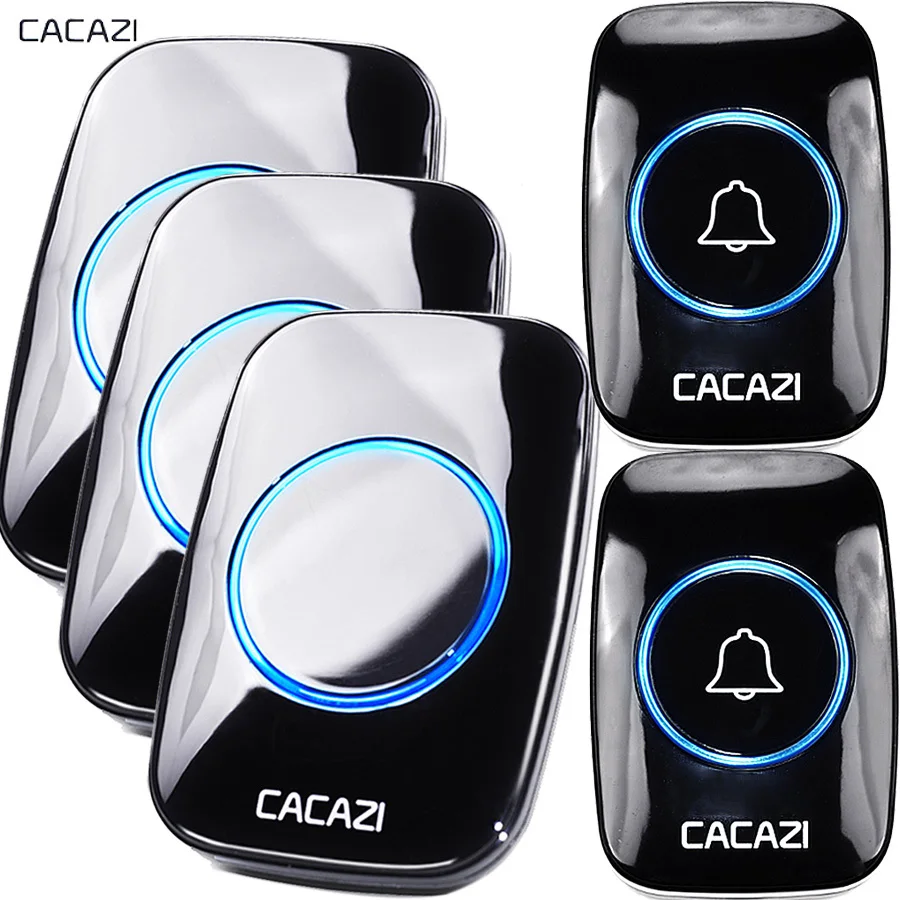 

CACAZI Wireless Doorbell Waterproof 300M Remote EU AU UK US Plug smart Door Bell Chime battery 110V-220V 1 button 1 2 3 receiver