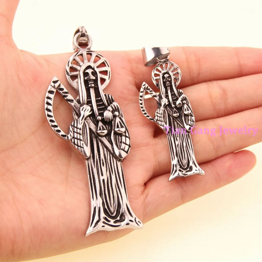 Fashion Small or Big 316L Stainless Steel Holy Saint Death Santa Muerte Pendant Men's Necklace Silver Tone Jewelry Gift
Fashion Small or Big 316L Stainless Steel Holy Saint Death Santa Muerte Pendant Men's Necklace Silver Tone Jewelry Gift