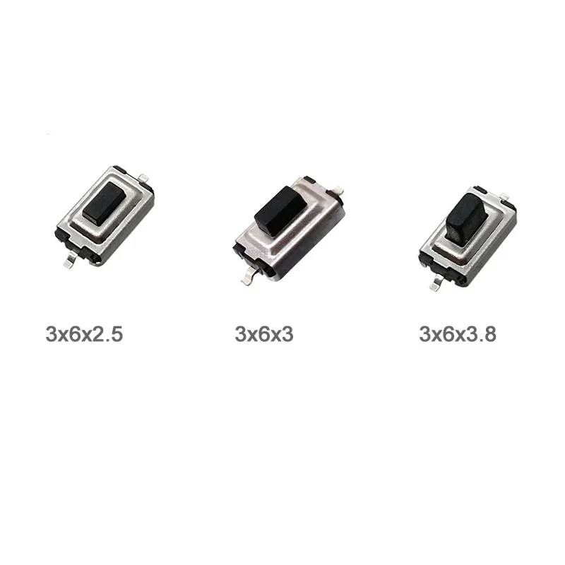 200pcs/lot 3*6*2.5/3.0/3.8mm 2 pin SMD Push Button Switch 3x6x2.5/3.0/3.8 mm Tact Switch Liquid Crystal
200pcs/lot 3*6*2.5/3.0/3.8mm 2 pin SMD Push Button Switch 3x6x2.5/3.0/3.8 mm Tact Switch Liquid Crystal