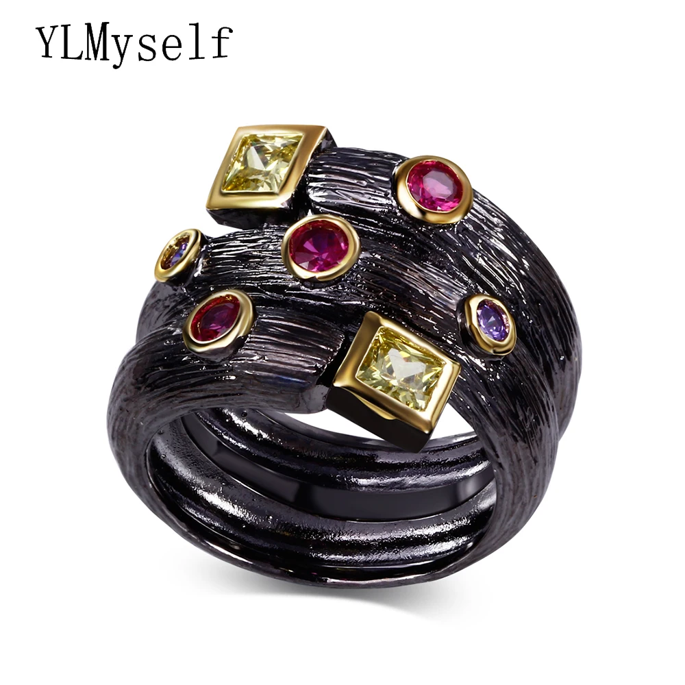 Trendy black ring with AAA Square and Round multi color crystal cubic zircon bagues femme Dropshipping Fashion ring for women
Trendy black ring with AAA Square and Round multi color crystal cubic zircon bagues femme Dropshipping Fashion ring for women