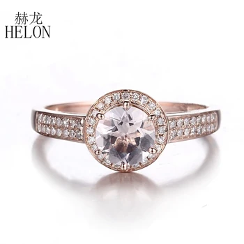 HELON Round 0.9ct Genuine Natural Morganite Ring Solid 10K White Gold Morganite Diamonds Engagement Ring Women Gemstone Jewelry
HELON Round 0.9ct Genuine Natural Morganite Ring Solid 10K White Gold Morganite Diamonds Engagement Ring Women Gemstone Jewelry