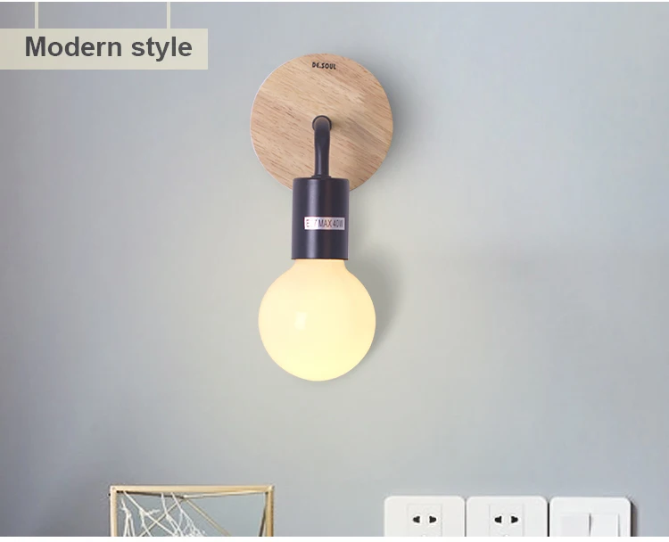 DE.SOUL Wall Lamps Modern Northern Europe Vintage Wood Metal Wall Lamp Industrial Indoor Lighting Bedside Lamps 03