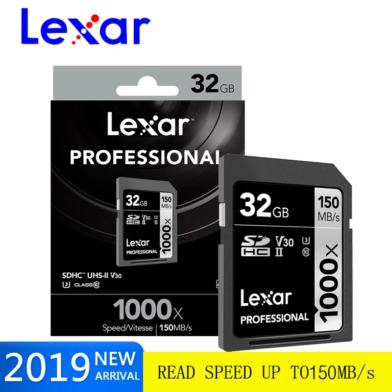 Lexar 32GB Class 10 1000X SD card SDHC SDXC U3 Memory Card in SD card UHS-II /U3 High speed 150MB/s for Digital SLR/HD camera
Lexar 32GB Class 10 1000X SD card SDHC SDXC U3 Memory Card in SD card UHS-II /U3 High speed 150MB/s for Digital SLR/HD camera