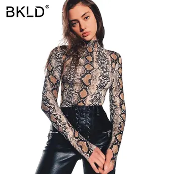 BKLD Snake Skin Grain Print Long Sleeve Turtleneck Jumpsuits 2018 Autumn Women Fashion Sexy Skinny Snake-skin Slim Bodysuit Tops
BKLD Snake Skin Grain Print Long Sleeve Turtleneck Jumpsuits 2018 Autumn Women Fashion Sexy Skinny Snake-skin Slim Bodysuit Tops