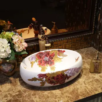 small oval Jingdezhen factory directly ceramic hand painted hand art basin counter top bathroom wash basin sinks peony pattern 
small oval Jingdezhen factory directly ceramic hand painted hand art basin counter top bathroom wash basin sinks peony pattern