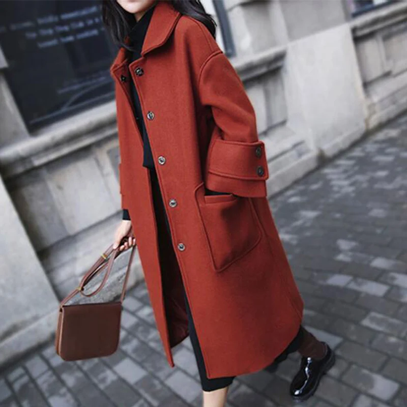 2019 Winter Solid color Long Woolen coat Female Korean Long sleeve Large size Fashion Woolen Loose Jackets cc351
2019 Winter Solid color Long Woolen coat Female Korean Long sleeve Large size Fashion Woolen Loose Jackets cc351