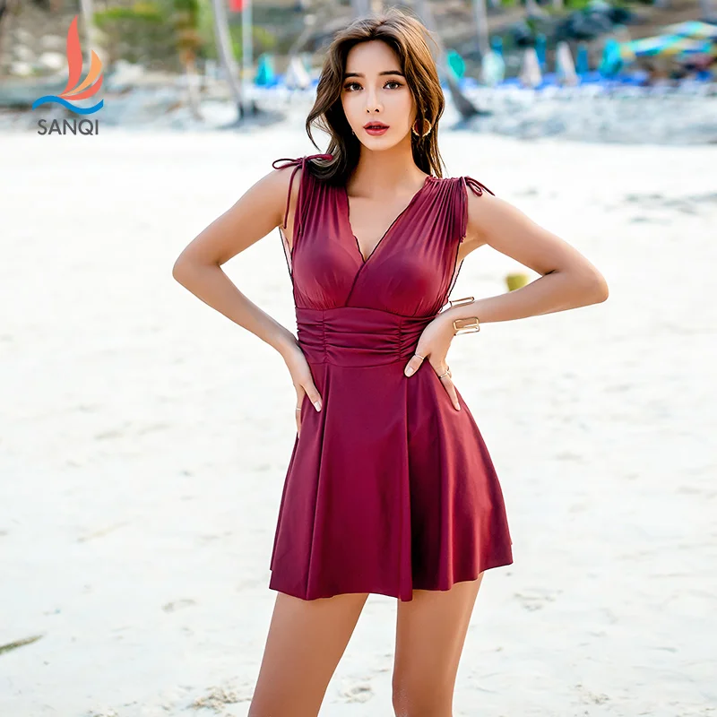 SANQi swimwear female Siamese skirt small chest gathered steel plate covered belly was thin large size swimsuit swimming suit
SANQi swimwear female Siamese skirt small chest gathered steel plate covered belly was thin large size swimsuit swimming suit
