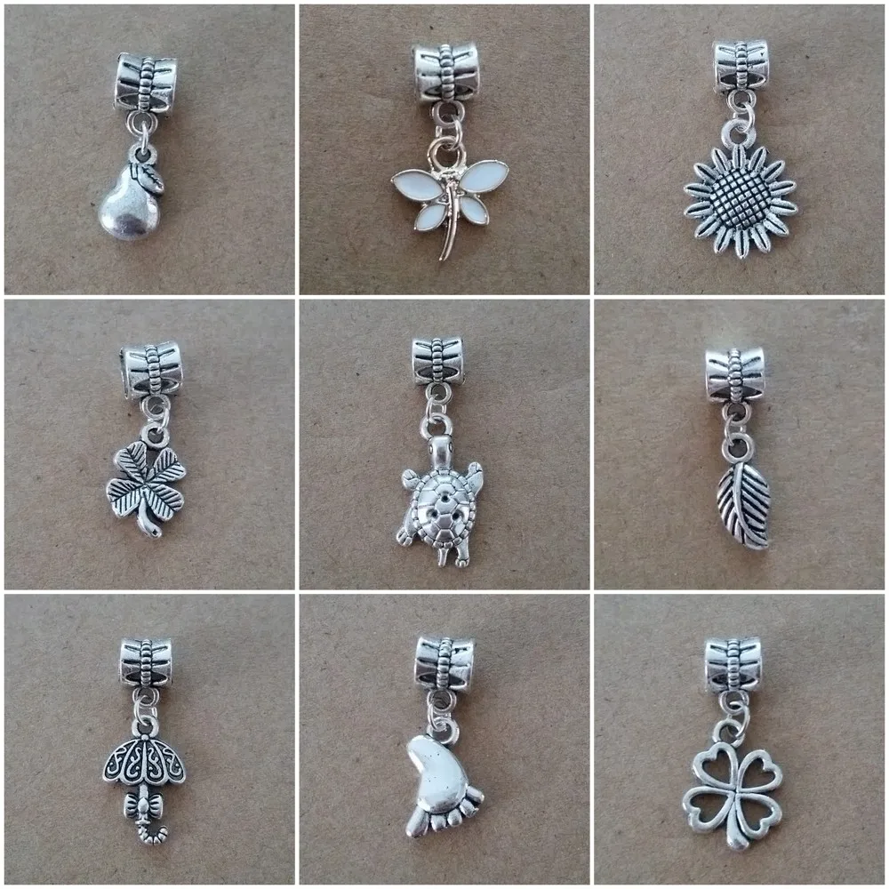 Footprints In The Sand Cross Bead Charm Fits European Bracelets /& Necklace