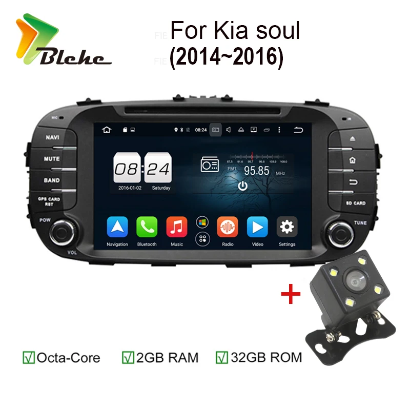 Blchc 2 Гб ОЗУ 32 HD экран восемь ядер автомобильный dvd плеер Android 6 0 для KIA Soul 2014 2015 2016 GPS