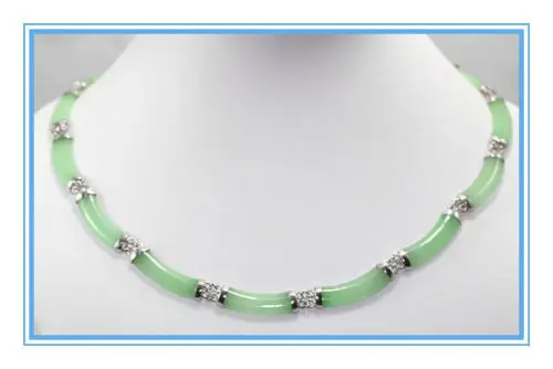 wholesale Noblest 925 sterling green jade link necklace 17 inch free shipping 
wholesale Noblest 925 sterling green jade link necklace 17 inch free shipping