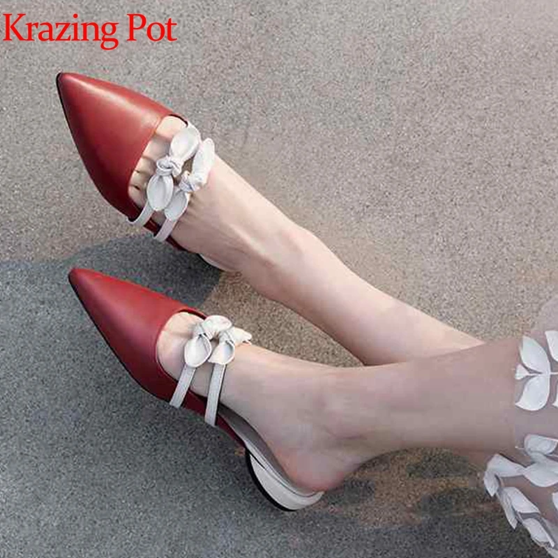 Krazing pot genuine leather hollywood star runway model pointed toe low heels mules shallow elegant bowtie outside slippers L37
Krazing pot genuine leather hollywood star runway model pointed toe low heels mules shallow elegant bowtie outside slippers L37