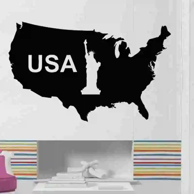 Наклейка с картой США Настенная настенные стикеры виниловые наклейки Декор