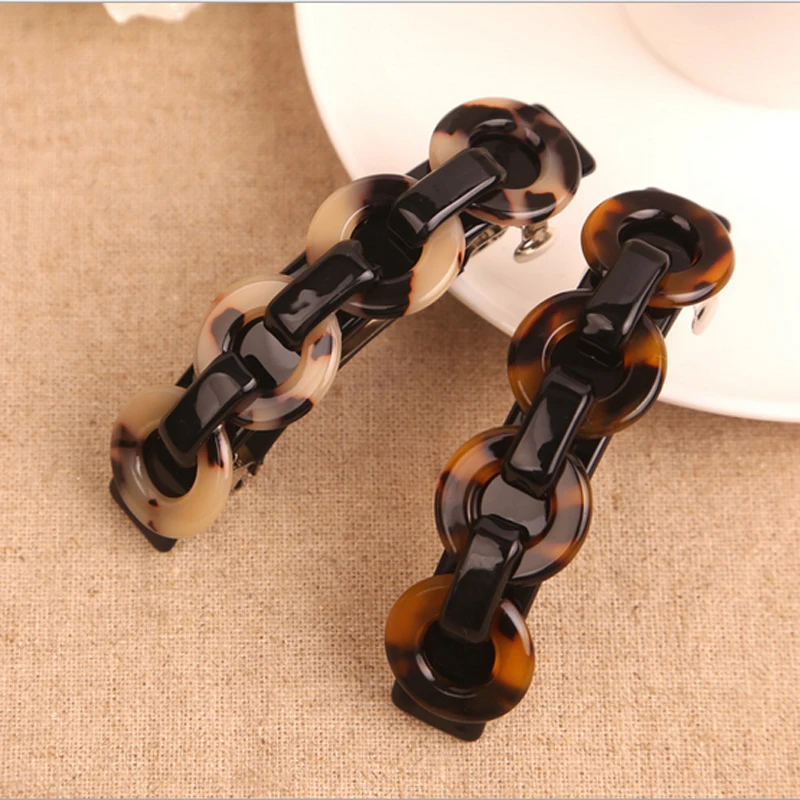 Elegant French hair barrettes leopard acetate accessories for women and girls hairpins clamp fashion jewelry Hair Clip | Украшения и