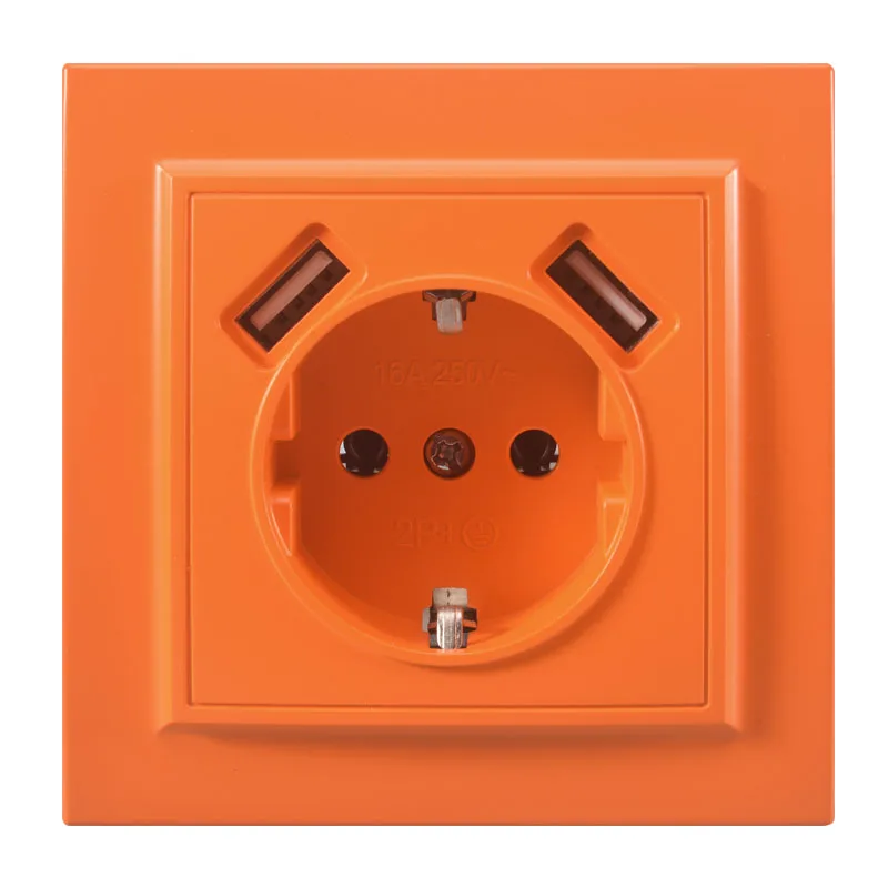 Wall USB Socket Double USB Ports and Electric wall mounted Charger adapter EU socket5 V 2A , Orange socket USB
Wall USB Socket Double USB Ports and Electric wall mounted Charger adapter EU socket5 V 2A , Orange socket USB