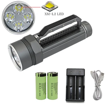 Diving Flashlight Waterproof Torch Light 4*XM-L2 LED Underwater Flashlight Scuba Lanterna + 26650 Battery + USB Charger
Diving Flashlight Waterproof Torch Light 4*XM-L2 LED Underwater Flashlight Scuba Lanterna + 26650 Battery + USB Charger