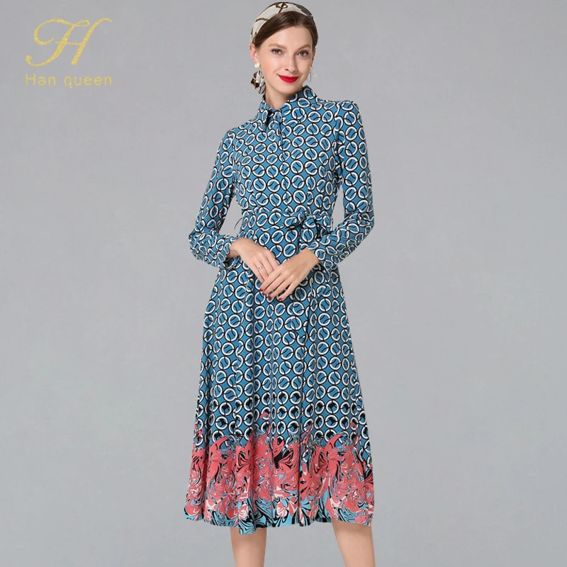 H Han Queen European Style Printing Dresses Women Elegant Fashion Long Sleeve Slim Work Casual Dress Vintage Party Long Vestidos
H Han Queen European Style Printing Dresses Women Elegant Fashion Long Sleeve Slim Work Casual Dress Vintage Party Long Vestidos