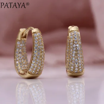 PATAYA New Women Luxury Natural Zircon Dangle Earrings 585 Rose Gold Wedding Party Fashion Jewelry Concave Unique Oval Earrings
PATAYA New Women Luxury Natural Zircon Dangle Earrings 585 Rose Gold Wedding Party Fashion Jewelry Concave Unique Oval Earrings
