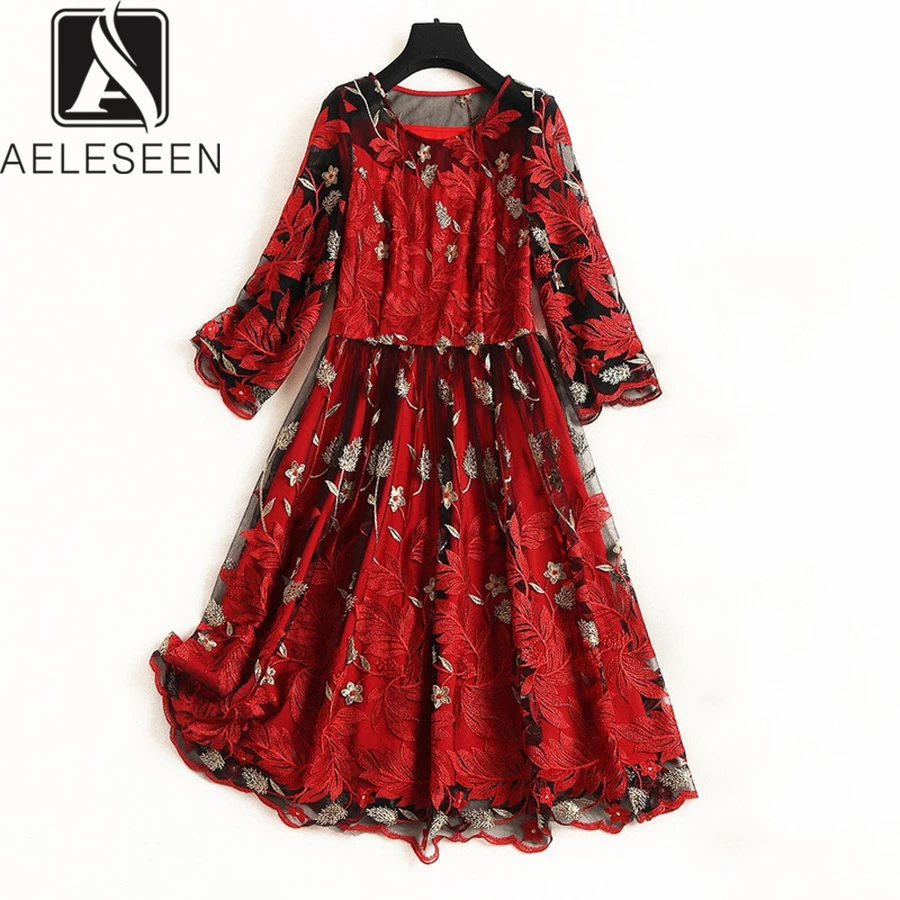AELESEEN Luxury Bohemain Dress 2019 Summer Fashion Women Long Sleeve Flower Embroidery Pink/Red Knee-Length Mesh Dress Elegant
AELESEEN Luxury Bohemain Dress 2019 Summer Fashion Women Long Sleeve Flower Embroidery Pink/Red Knee-Length Mesh Dress Elegant