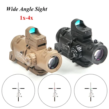 Tactical Wide Angle Sight 1x-4x Fixed Dual Purpose Scope With Mini Red Dot Scope Red Dot Sight for Rifle Caza
Tactical Wide Angle Sight 1x-4x Fixed Dual Purpose Scope With Mini Red Dot Scope Red Dot Sight for Rifle Caza